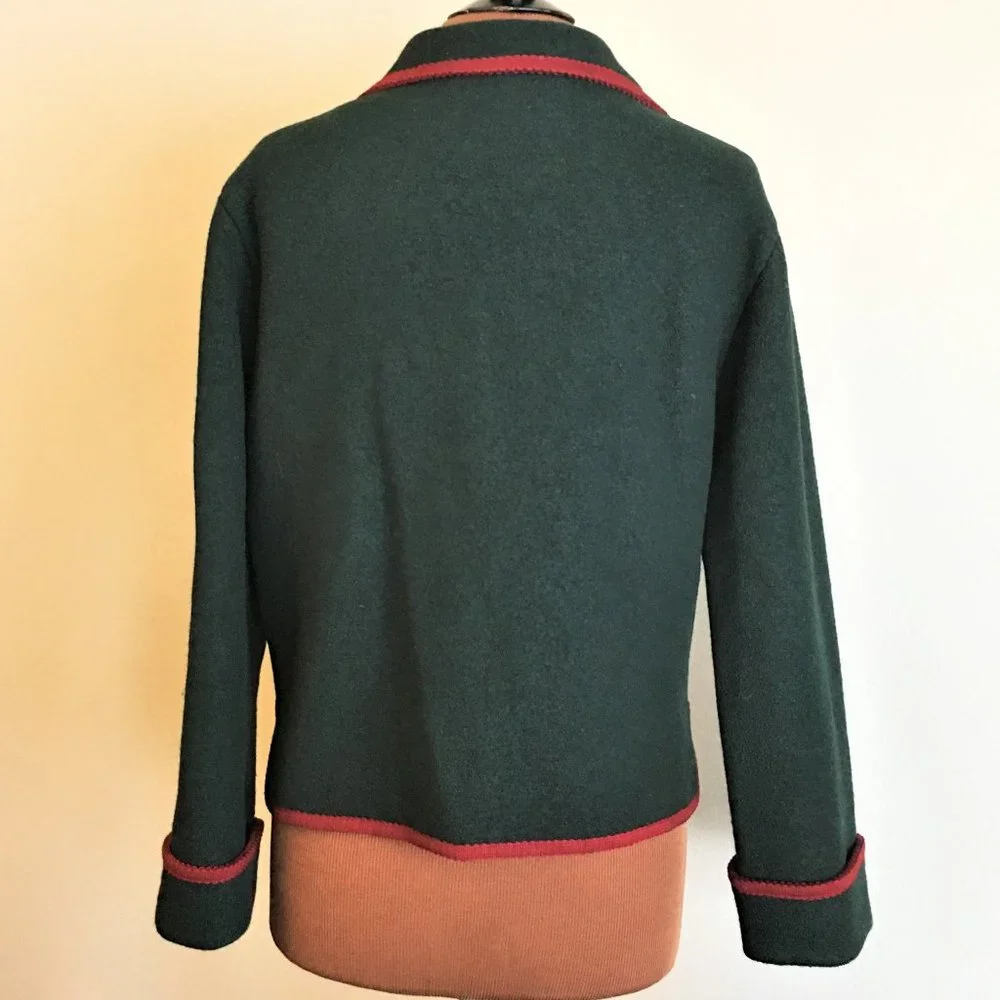 BCBG Deep Green Jacket with Red Trim   |  VINTAGE - Picture 8 of 12
